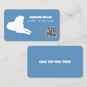 Dog Walker Custom QR (Blue) Business Card