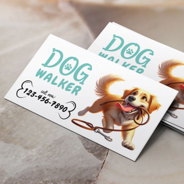 Dog Walker Cute Happy Dog Pet Sitter Business Card (Creator Uploaded)