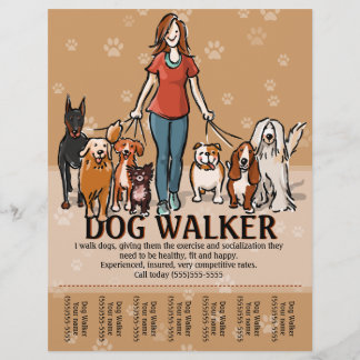 Dog Walker. Dog Walking. Advertising Template Flyer