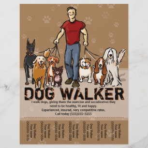 Dog Walker. Dog Walking. GUY. Advertising Template Flyer
