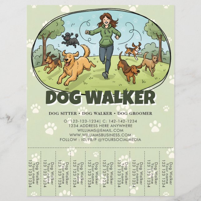 Dog Walker Dog Walking Service Custom Flyer (Front)