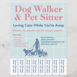 Dog Walker Flyer   Custom Pet Sitter Flyer