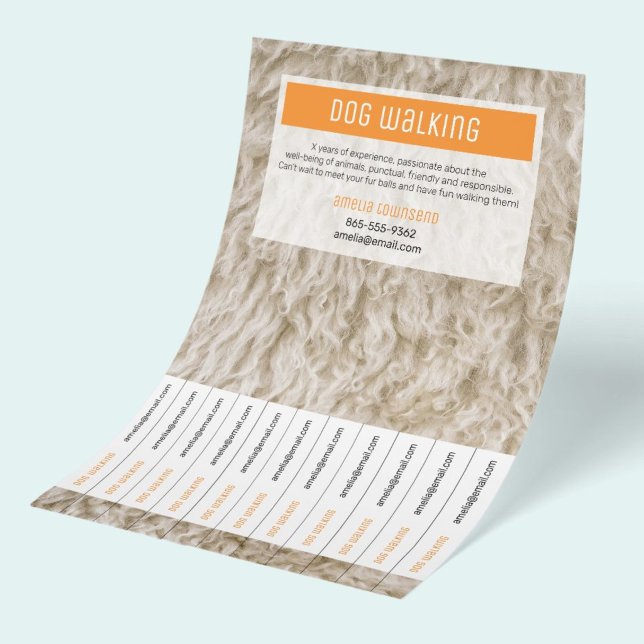 Dog Walker Flyers Professional Minimal Paper Ads (Vibrant colorful advetising flyer for dog walking business with tearable tabs with contact info.)