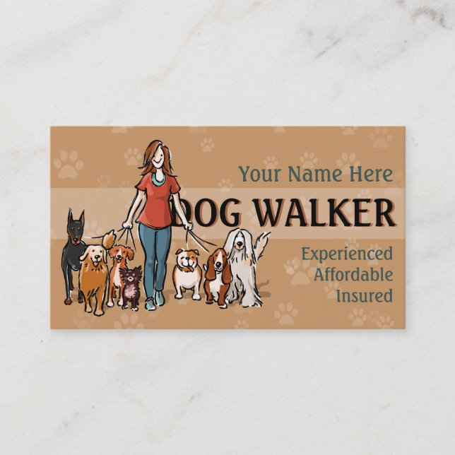 Dog Walker Fully customizable business card (Front)