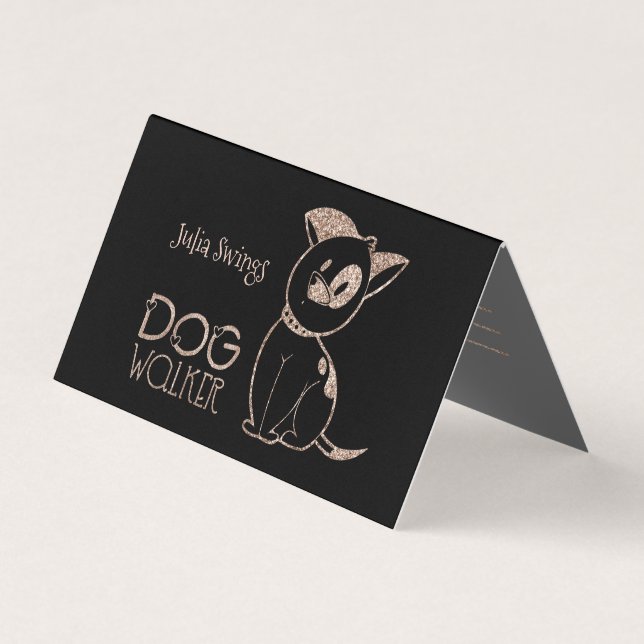 Dog Walker Gold Glitter Business Card (Front)