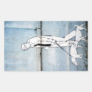dog walker graffiti on branimirova street, croatia sticker