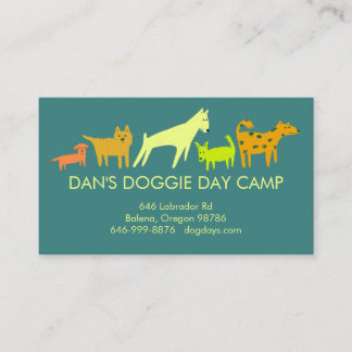 Dog Walker Groomer Boarding Colourful Funny Puppy  Business Card