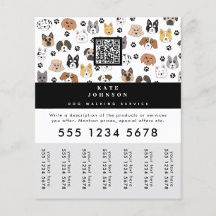 Dog Walker Grooming Dog Trainer Tear-Off Tags Flyer