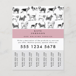 Dog Walker Grooming Dog Trainer Tear-Off Tags Flyer