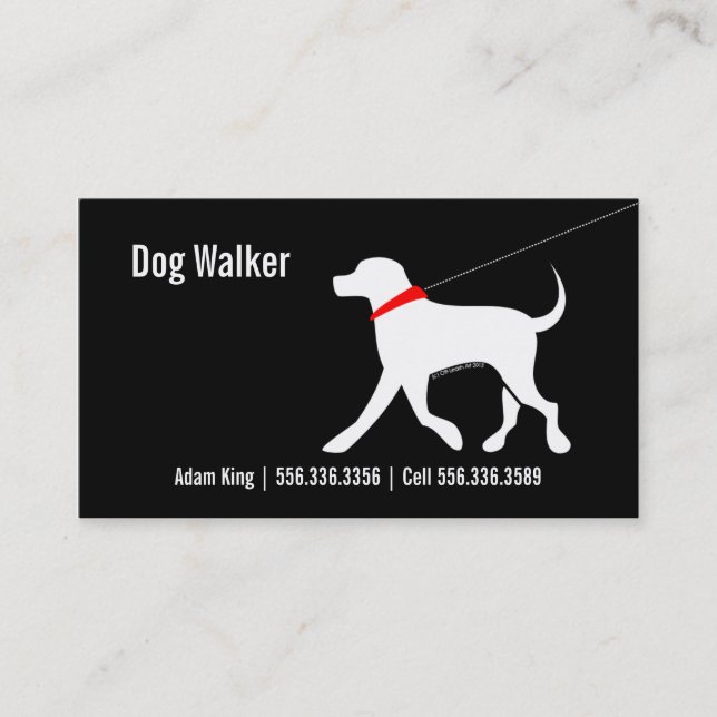 Dog Walker Pet Business Lab Modern Black Card (Front)