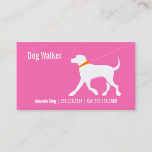 Dog Walker Pet Business Lab Modern Pink Business Card
