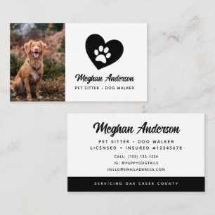 Dog Walker Pet Sitter Photo Business Card