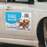 Dog Walker Pet Sitting Happy Dog Biting Its Leash Car Magnet<br><div class="desc">Dog Walker Cute Happy Dog Pet Sitter Blue Paws Car Magnets.</div>