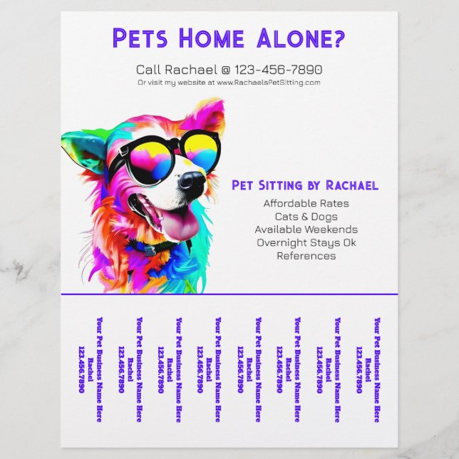 Dog Walker Pet Sitting Personalized Tear Sheet (Front)