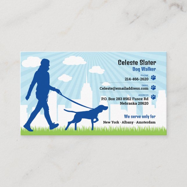 Dog Walker, Pet Sitting, Vet, Pet Care Business Card (Front)