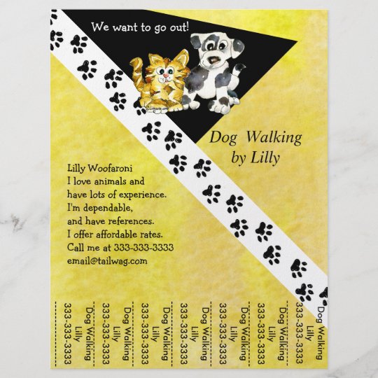 Dog Walker Pet Walking Tear Sheet Custom Flyer | Zazzle.ca