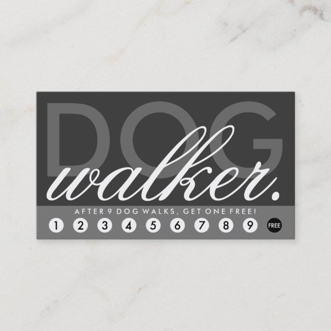 dog walker rewards program loyalty card (Front)