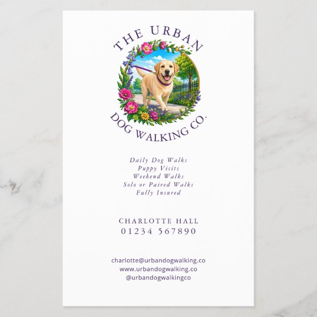 Dog Walker Trainer Flyer Labrador Logo (Front)