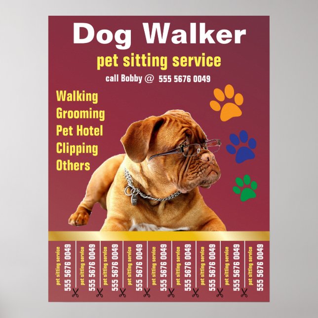 Dog Walker Trustworthy Care Pet Sitting Service Ad Poster (Front)