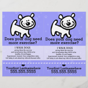 Dog Walker.Walking.2 for 1.Customizable. Flyer