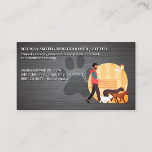 Dog Walker Walking Dogs   Animal Care Business Card