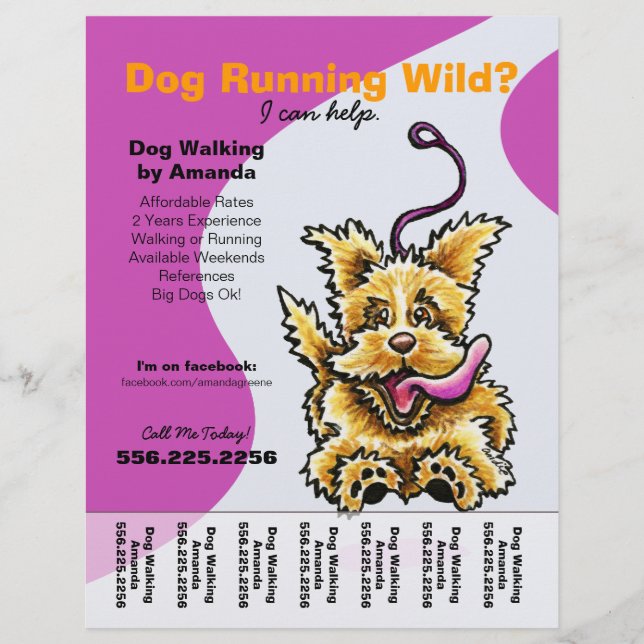 Dog Walker Walking Leashed Terrier Tear Sheet (Front)