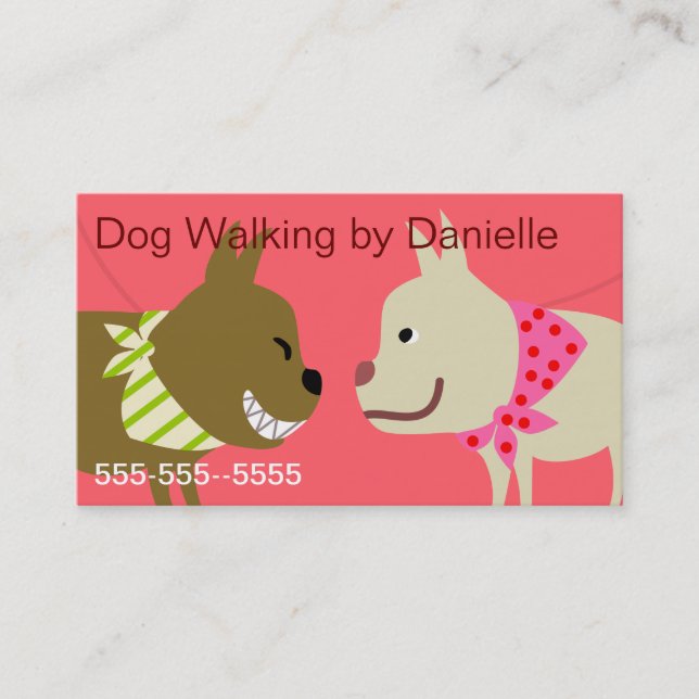 Dog Walker's Bandana Dogs Business Card (Front)