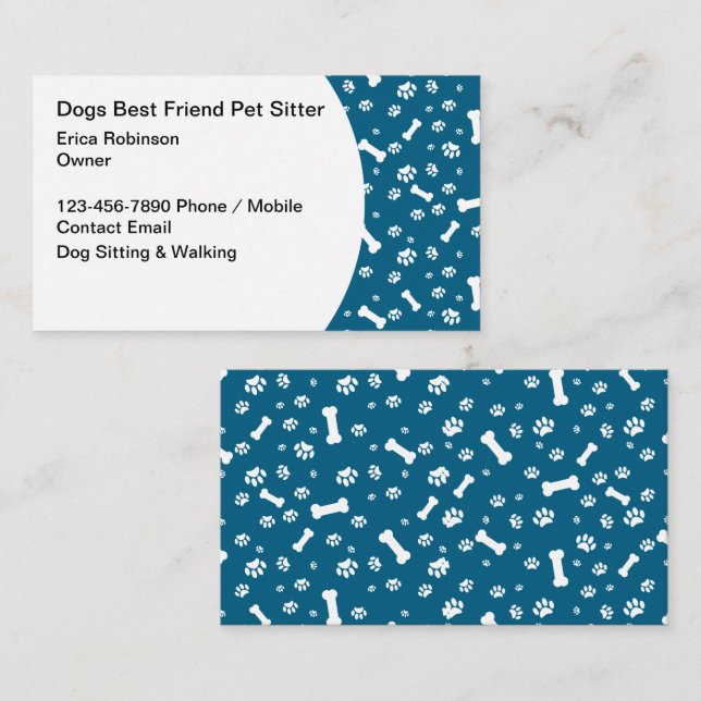 Dog Walking And Sitter Theme Business Card (Front/Back)