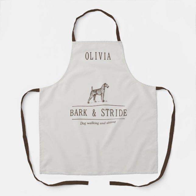 Dog Walking Business Branding apron with QR Code (Front)