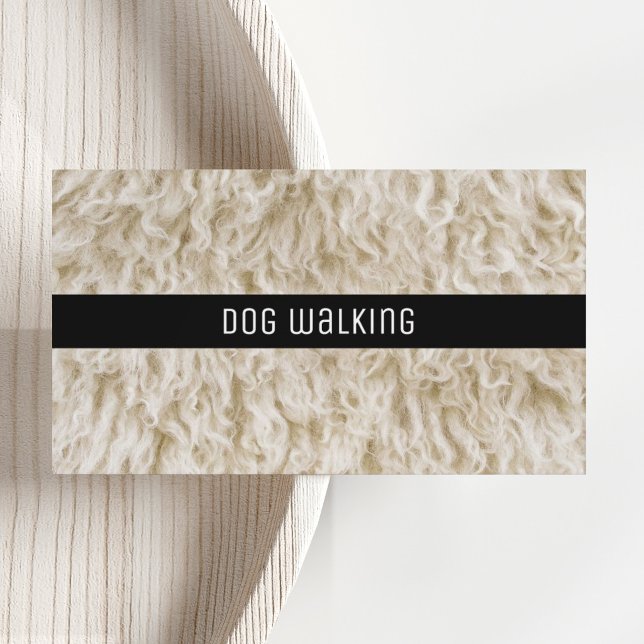 Dog Walking Business Cards Minimal Simple Modern (Dog walking Business Cards in professional minimalist monochrome Black & White and animal fur photo.)