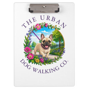 Dog Walking Business Clipboard with French Bulldog