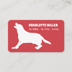 Dog Walking Grooming Dog Sitter Dog Care Red Business Card