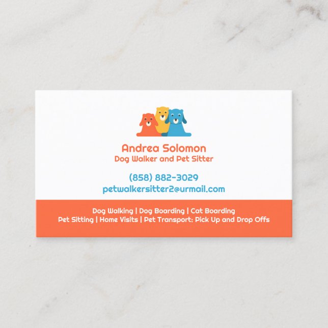 Dog Walking Pet Sitting Boarding Business Card (Front)