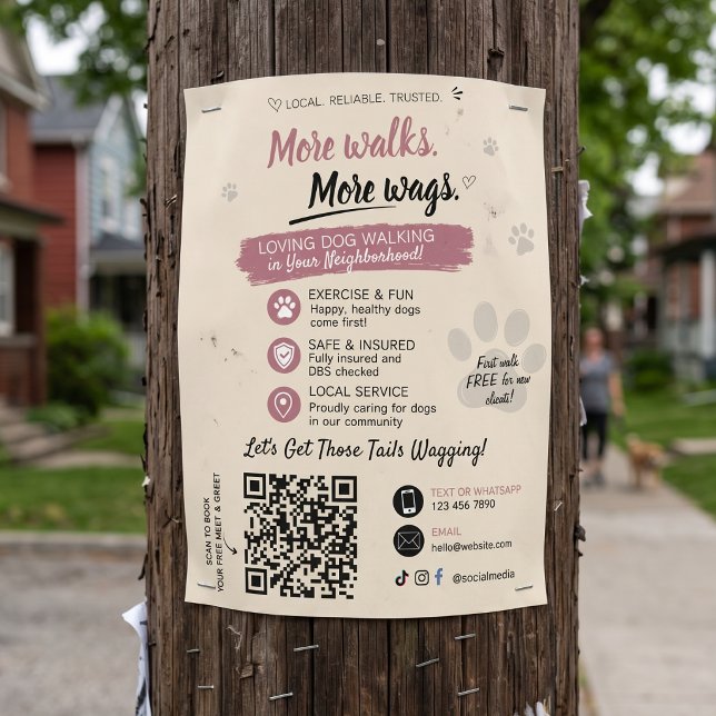 Dog Walking Pet Sitting Business Flyers QR Code (Dog Walking Pet Sitting Business Flyers )
