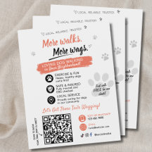 Dog Walking Pet Sitting Business Flyers QR Code