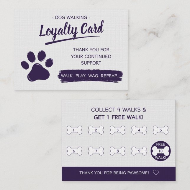 Dog Walking Pet Sitting  Loyalty Card (Front/Back)