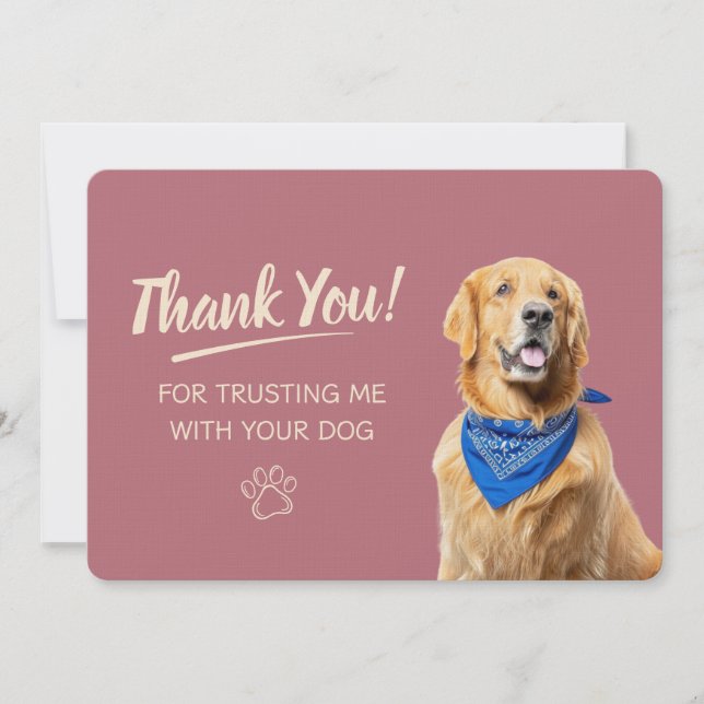Dog Walking Pet Sitting  Thank You Card (Front)