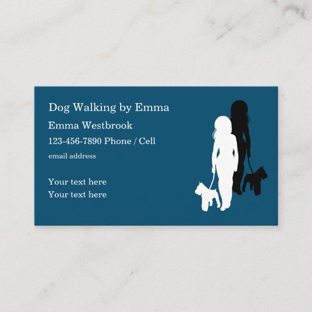 Dog Walking Service Simple Modern Business Card (Front)