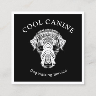 Dog Walking Walker Cool Black White Business Card