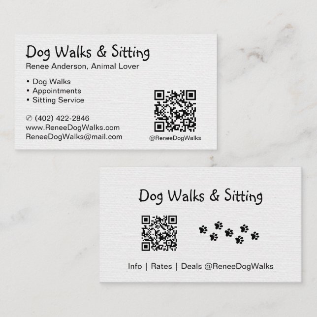 Dog Walks and Sitting | QR Code Business Card (Front/Back)