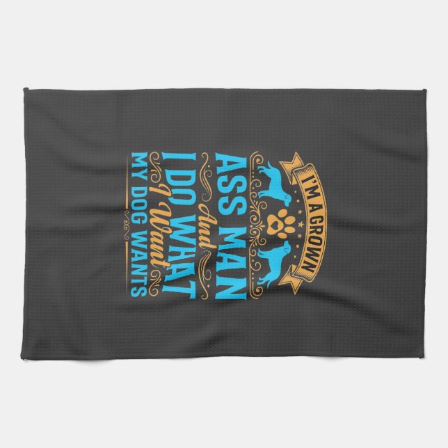 Dog Wants Funny Grown Man Kitchen Towel (Horizontal)