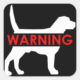 DOG WARNING SQUARE STICKER