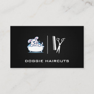 Dog Wash   Groomer   Black Mesh Background Business Card
