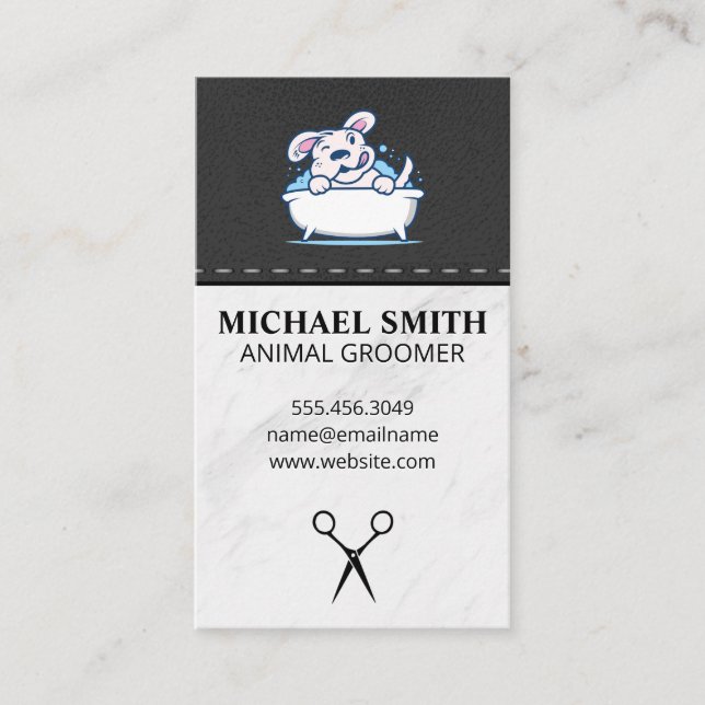 Dog Wash | Leather Business Card (Front)
