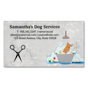 Dog Wash   Shears Magnetic Business Card