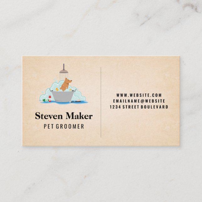 Dog Wash Shower Icon Business Card (Front)