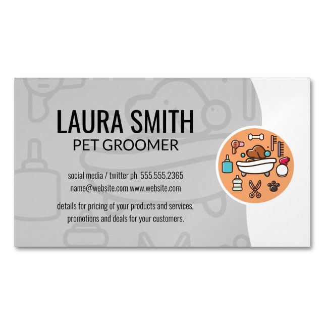 Dog Wash Shower Icon Magnetic Business Card (Front)