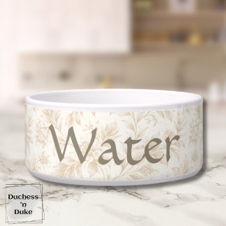 Dog Water Bowl - Ivory Botanical, Name 