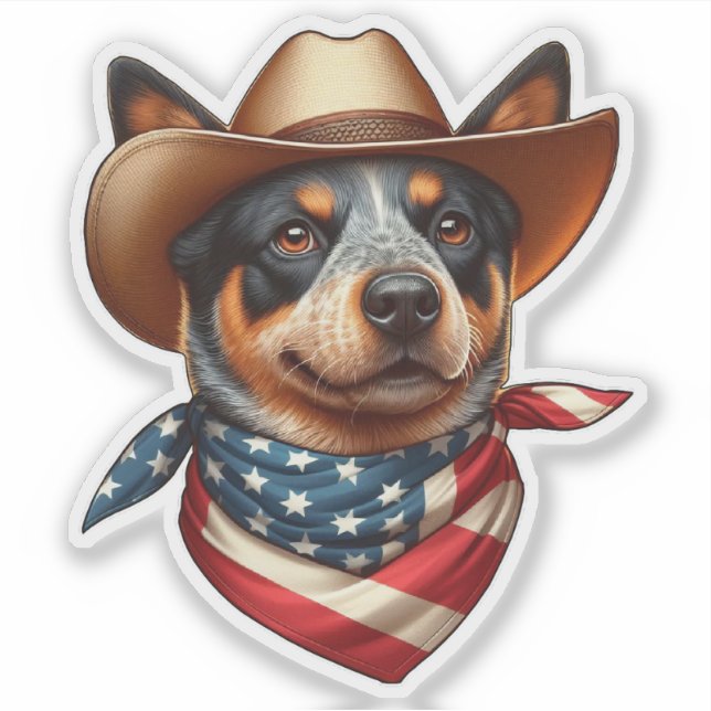 Dog Wearing a Hat and American Flag Bandana (Front)