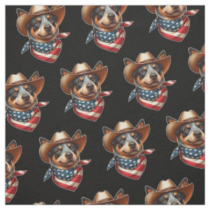 Dog Wearing a Hat and American Flag Bandana Fabric